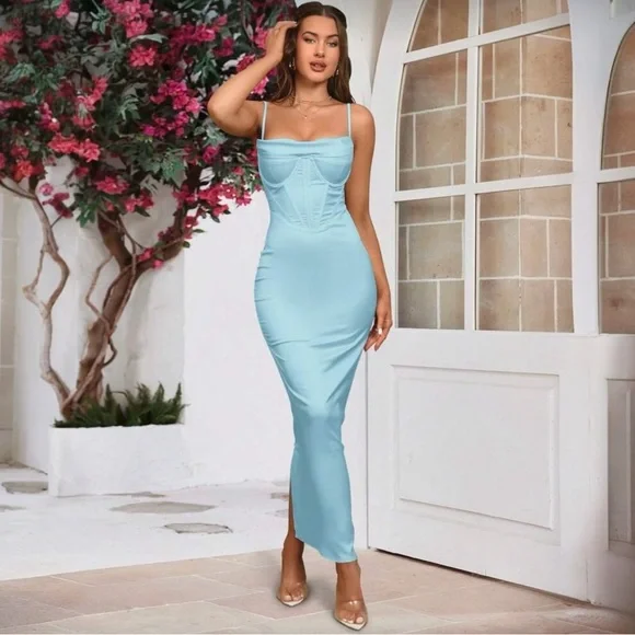 Spaghetti Strap Bodycon Maxi Dress - S - Picture 1 of 12